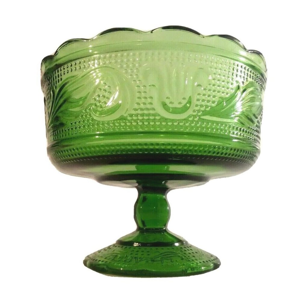 EO Brody Co EMERALD Vintage Pedestal Vase / Candy Holder M6000 Ribbed Dish